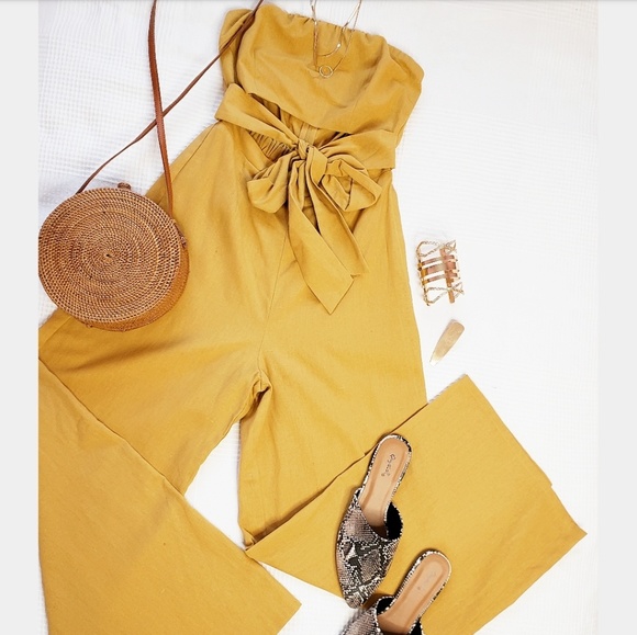 🚨END OF SUMMER SALE// Mustard yellow jumpsuit - Picture 7 of 8